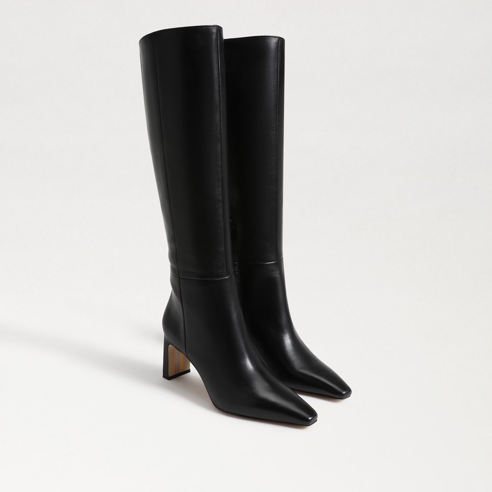 NWT Sam Edelman, Sylvia, wide calf Black Knee-High Leather Boots